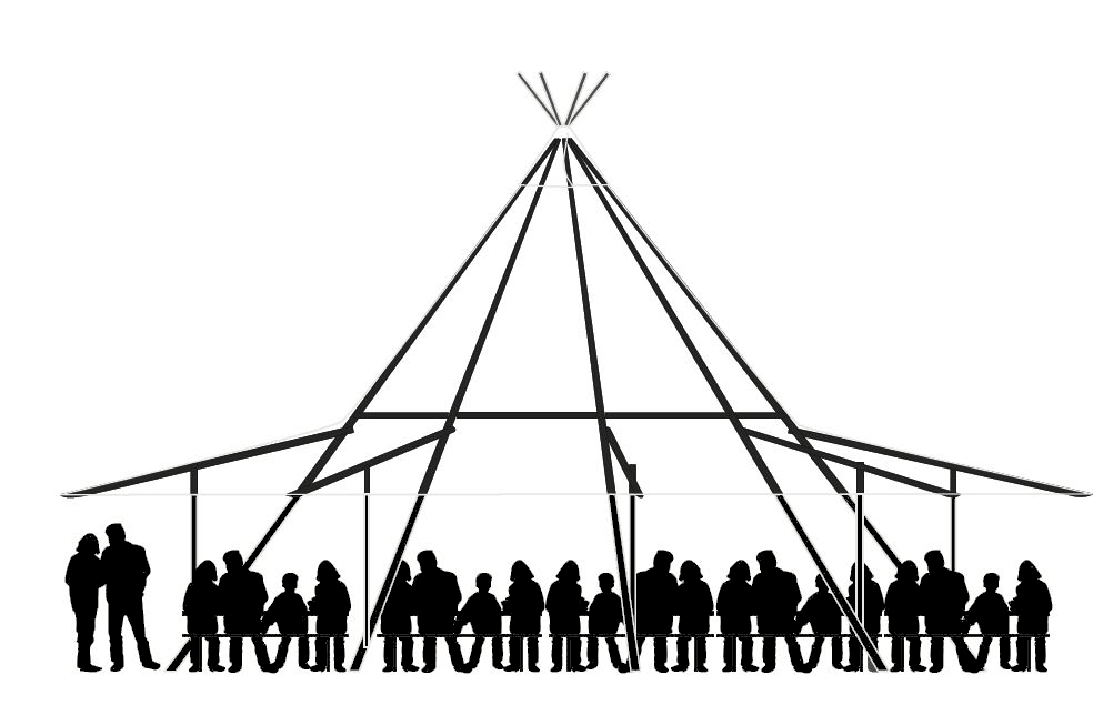 Zeichnungen Aufbau Tipi Seiten offen